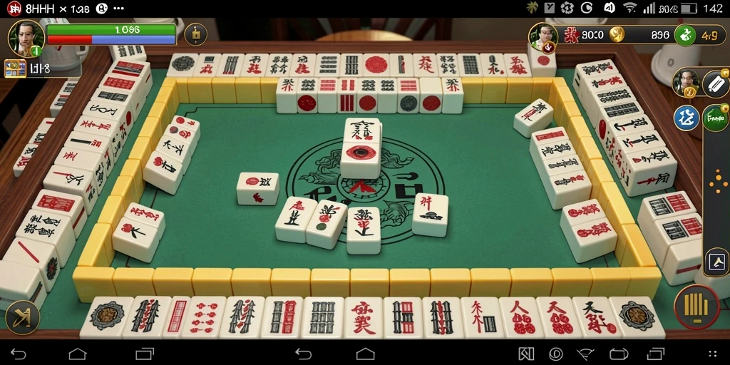 Screenshot gameplay 8HHH yang menampilkan suasana permainan Mahjong yang menantang.