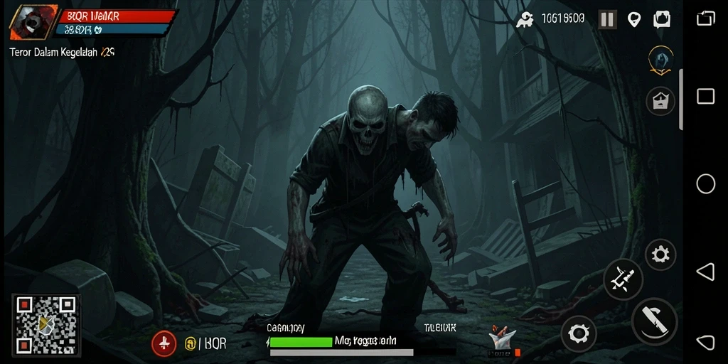 Screenshot gameplay 8QR yang menegangkan dan menyeramkan.