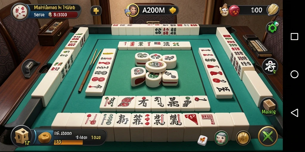 Screenshot A200M menampilkan gameplay Mahjong yang asyik dan interaktif.