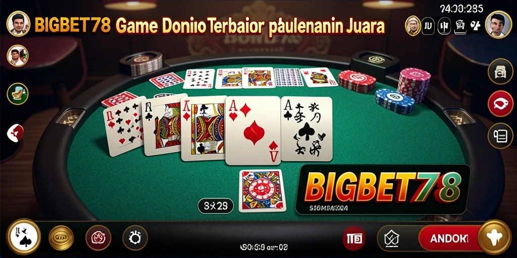Tampilan gameplay seru dari BIGBET78 dengan aksi seru di atas papan Domino.