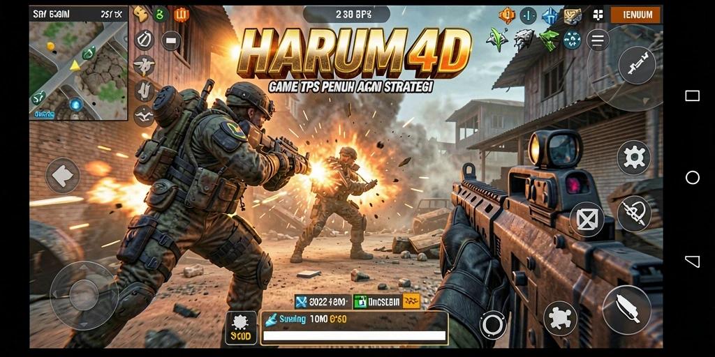 Screenshot utama HARUM4D menampilkan gameplay TPS yang intens dan menarik.