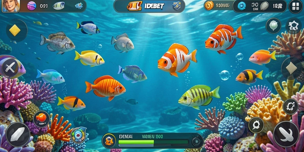 Tangkapan layar menunjukkan gameplay seru Tembak Ikan IDEBET.
