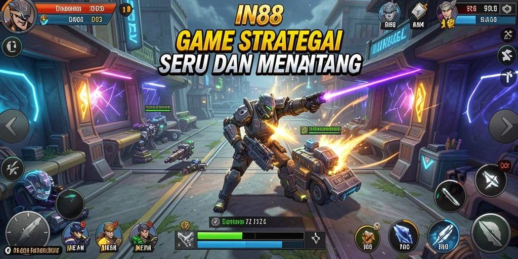 Screenshot IN88 menampilkan aksi pertempuran strategis yang mengesankan.