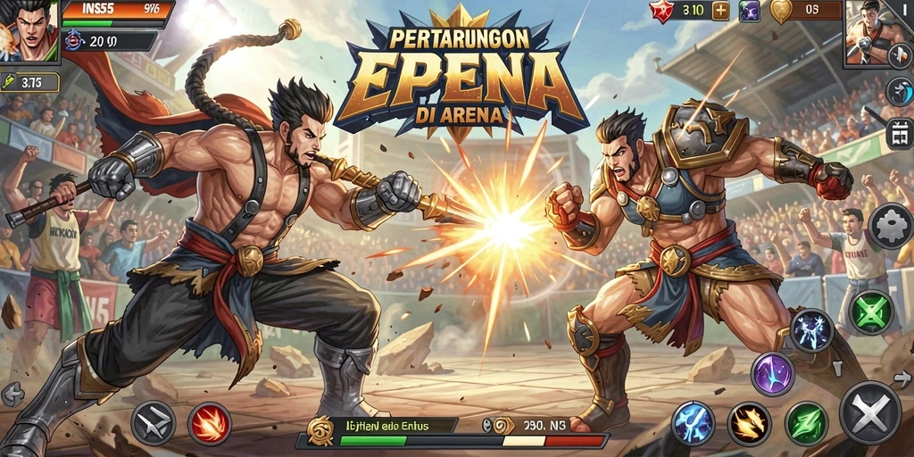 Tampilan aksi seru dalam gameplay Fighting INS55 yang mendebarkan.
