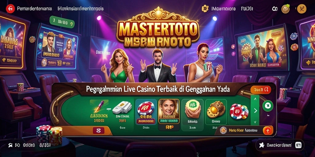 Tampilan gameplay MASTERTOTO dengan dealer langsung dan suasana kasino.