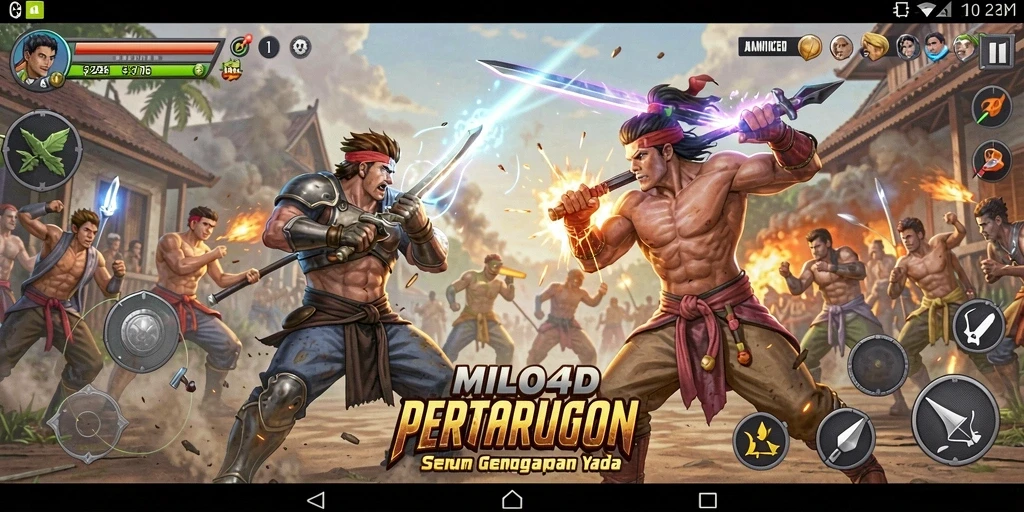 Gameplay <strong>MILO4D</strong> yang intens dan mendebarkan di arena pertarungan.