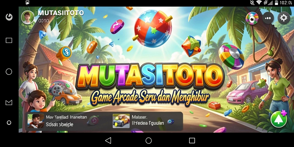 Tampilan gameplay seru di MUTASITOTO dengan warna-warna cerah.