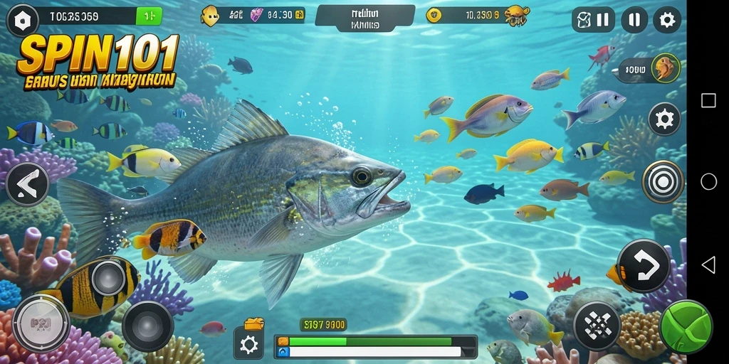 Screenshot SPIN101 menampilkan gameplay Tembak Ikan yang mengasyikkan.