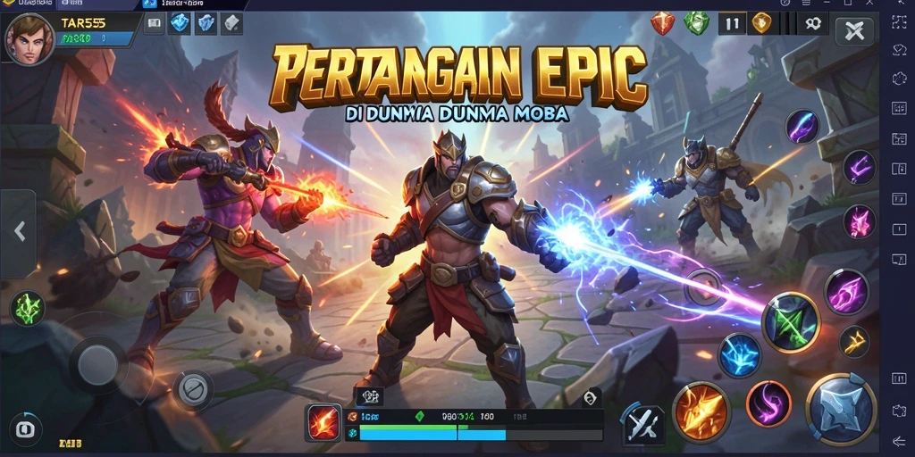 Screenshot gameplay TAR555 menampilkan aksi seru dalam pertarungan MOBA.
