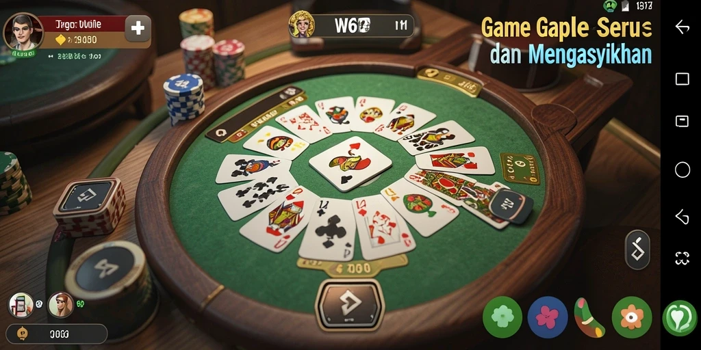 Screenshot gameplay W67 yang menampilkan keseruan permainan Gaple.